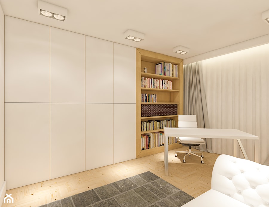 Apartament w sercu Warszawy - Duże w osobnym pomieszczeniu białe biuro - zdjęcie od Nubo Interior