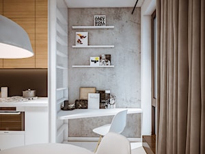 Mieszkanie na Żoliborzu - Średnie z zabudowanym biurkiem szare biuro - zdjęcie od Nubo Interior