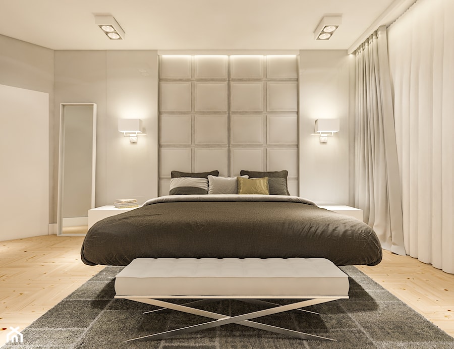 Apartament w sercu Warszawy - Średnia biała szara sypialnia - zdjęcie od Nubo Interior