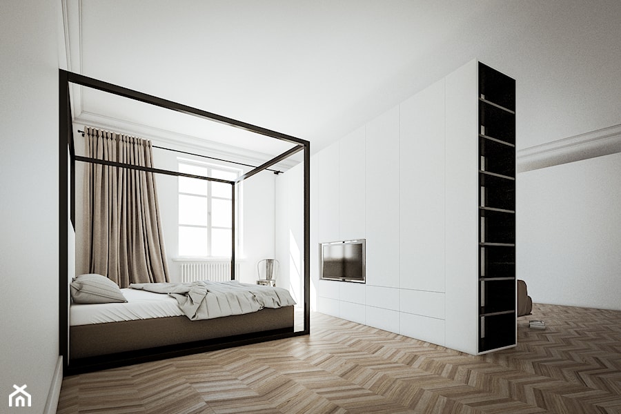 Dwupokojowe Mieszkanie - Duża biała sypialnia - zdjęcie od Nubo Interior