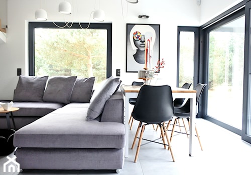 Dom AirPlane - Średni biały salon z jadalnią, styl nowoczesny - zdjęcie od KODY Wnętrza Design & Concept Store