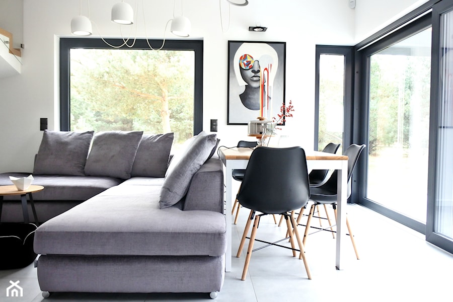 Dom AirPlane - Średni biały salon z jadalnią, styl nowoczesny - zdjęcie od KODY Wnętrza Design & Concept Store