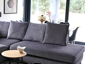 Dom AirPlane - Biały salon z jadalnią, styl nowoczesny - zdjęcie od KODY Wnętrza Design & Concept Store
