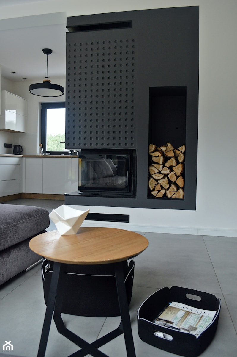 Dom AirPlane - Biały salon z kuchnią, styl nowoczesny - zdjęcie od KODY Wnętrza Design & Concept Store