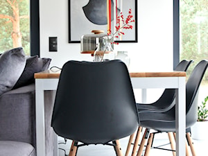 Dom AirPlane - Mały biały salon z jadalnią, styl nowoczesny - zdjęcie od KODY Wnętrza Design & Concept Store