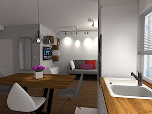 Mieszkanie Lublin - Średnia biała szara jadalnia w kuchni, styl nowoczesny - zdjęcie od Projektowanie wnętrz Paulina Łata