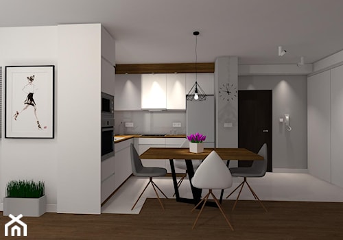 Średnia biała jadalnia w kuchni, styl nowoczesny - zdjęcie od Projektowanie wnętrz Paulina Łata