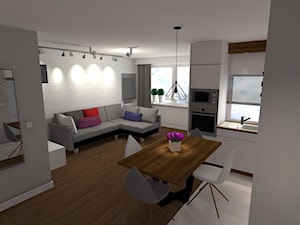 Mieszkanie Lublin - Średni biały salon z kuchnią z jadalnią, styl nowoczesny - zdjęcie od Projektowanie wnętrz Paulina Łata