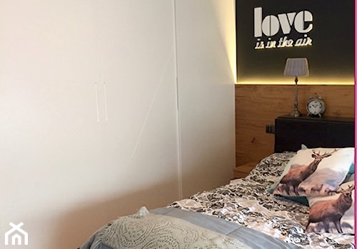 Projekt Września - Średnia biała czarna sypialnia, styl vintage - zdjęcie od kabeDesign kasia białobłocka