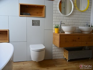 Projekt Łazienka - Średnia z dwoma umywalkami łazienka, styl skandynawski - zdjęcie od kabeDesign kasia białobłocka