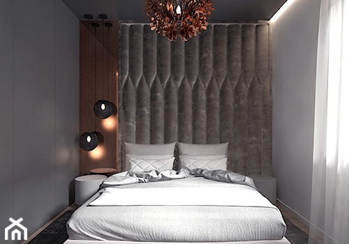 Projekt 15 - Średnia szara sypialnia, styl nowoczesny - zdjęcie od Pracownia projektowania wnęrz Loci