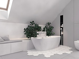 Projekt 13 - Średnia na poddaszu łazienka z oknem, styl nowoczesny - zdjęcie od Pracownia projektowania wnęrz Loci