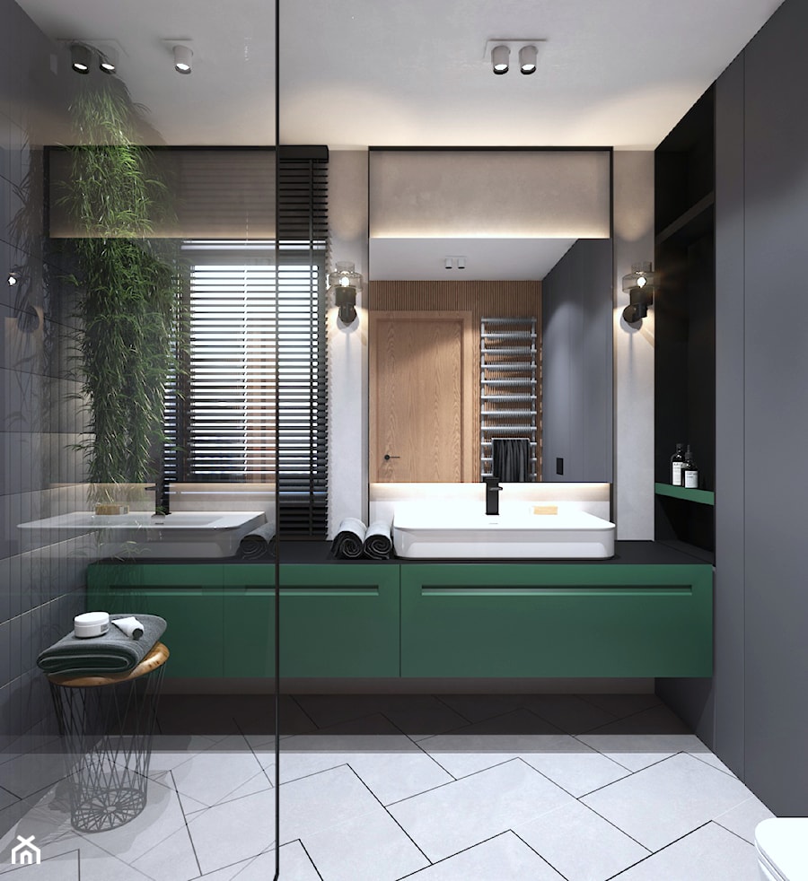 Projekt łazienki z zielenią - Łazienka, styl nowoczesny - zdjęcie od Pracownia projektowania wnęrz Loci