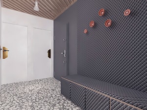 Projekt 11 - Duży z wieszakiem biały czarny z marmurem na podłodze hol / przedpokój, styl nowoczesny - zdjęcie od Pracownia projektowania wnęrz Loci
