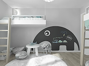 projekt 7 - Średni czarny szary pokój dziecka dla dziecka dla nastolatka dla chłopca dla dziewczynki dla rodzeństwa, styl skandynawski - zdjęcie od Pracownia projektowania wnęrz Loci
