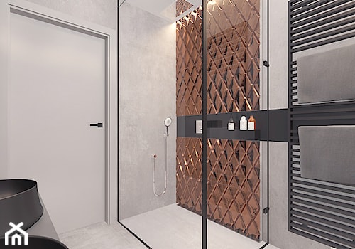 Projekt 16 - Mała bez okna z dwoma umywalkami łazienka, styl nowoczesny - zdjęcie od Pracownia projektowania wnęrz Loci
