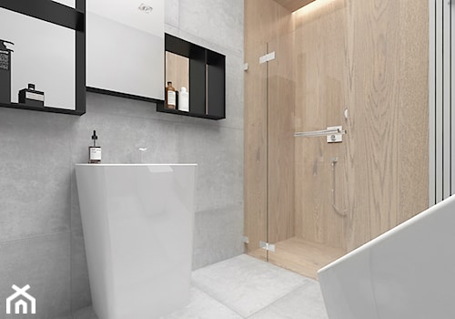 projekt 6 - Mała na poddaszu bez okna łazienka, styl nowoczesny - zdjęcie od Pracownia projektowania wnęrz Loci