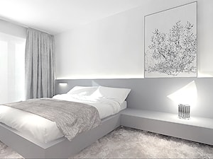 projekt 2 - Średnia biała szara sypialnia z balkonem / tarasem, styl nowoczesny - zdjęcie od Pracownia projektowania wnęrz Loci