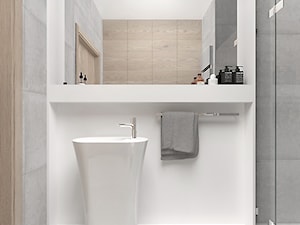 projekt 6 - Mała na poddaszu bez okna z lustrem łazienka - zdjęcie od Pracownia projektowania wnęrz Loci