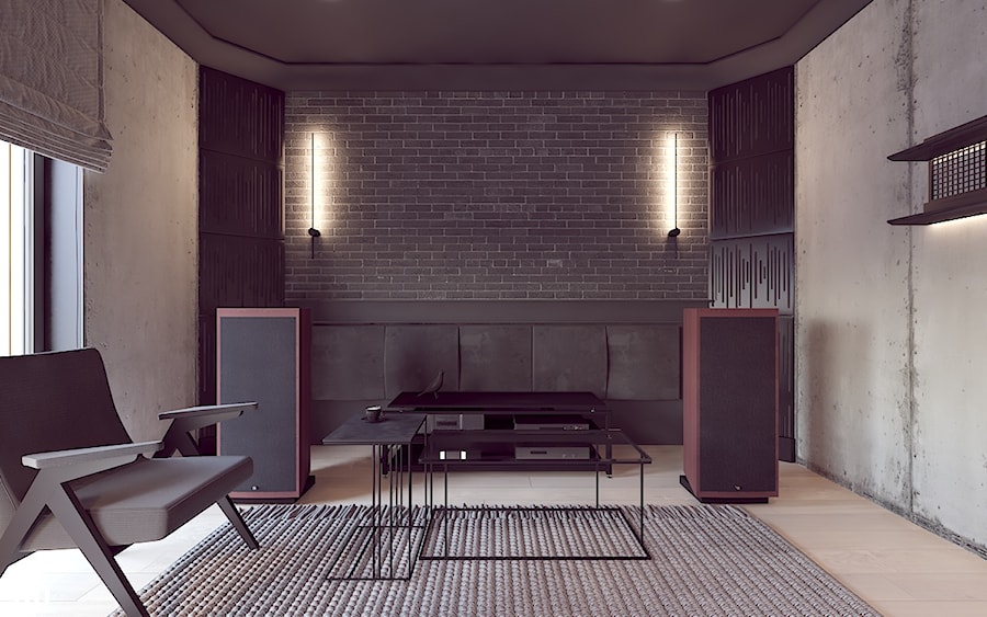 Gabinet dla audiofila - Biuro, styl industrialny - zdjęcie od Pracownia projektowania wnęrz Loci