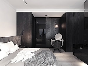 projekt 1 - Średnia biała z biurkiem sypialnia, styl nowoczesny - zdjęcie od Pracownia projektowania wnęrz Loci