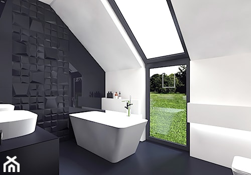 projekt 1 - Średnia na poddaszu z punktowym oświetleniem łazienka z oknem, styl nowoczesny - zdjęcie od Pracownia projektowania wnęrz Loci