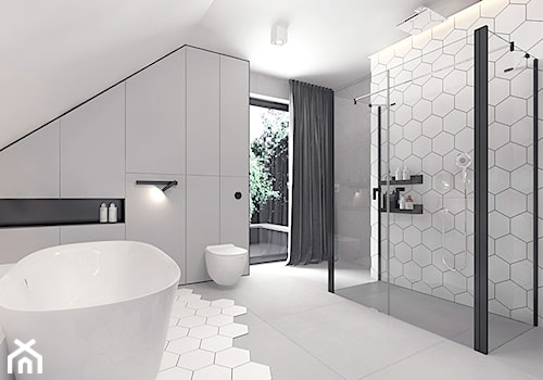 Projekt 13 - Średnia łazienka z oknem, styl nowoczesny - zdjęcie od Pracownia projektowania wnęrz Loci