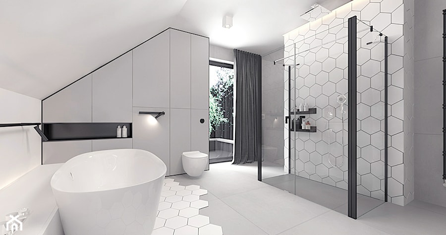 Projekt 13 - Średnia łazienka z oknem, styl nowoczesny - zdjęcie od Pracownia projektowania wnęrz Loci