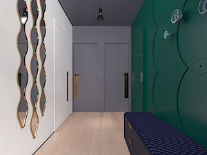 projekt 10 - Duży biały szary zielony hol / przedpokój, styl nowoczesny - zdjęcie od Pracownia projektowania wnęrz Loci