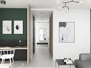 MIESZKANIE OCHOTA - Średni biały czarny zielony salon, styl nowoczesny - zdjęcie od 3deko