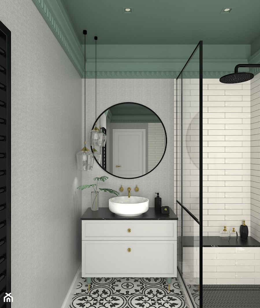 ŁAZIENKI - Średnia bez okna z punktowym oświetleniem łazienka, styl tradycyjny - zdjęcie od 3deko