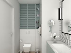 ŁAZIENKI - Mała na poddaszu bez okna łazienka, styl skandynawski - zdjęcie od 3deko