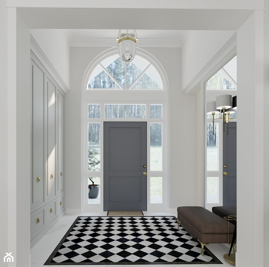 WILLA PARKOWA - Średni biały z marmurem na podłodze hol / przedpokój, styl tradycyjny - zdjęcie od 3deko