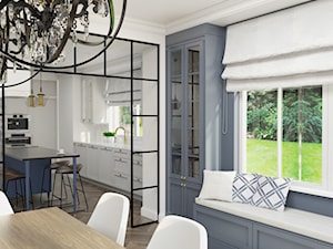 Dom w Michałowicach styl amerykański - Mała biała szara jadalnia jako osobne pomieszczenie, styl tradycyjny - zdjęcie od 3deko