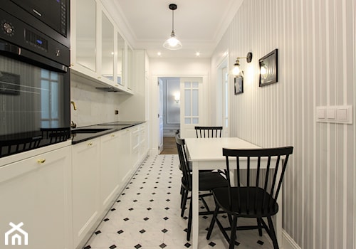 MIESZKANIE KRAKÓW - Mała biała jadalnia w kuchni, styl tradycyjny - zdjęcie od 3deko