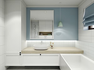ŁAZIENKI - Średnia na poddaszu łazienka z oknem, styl skandynawski - zdjęcie od 3deko