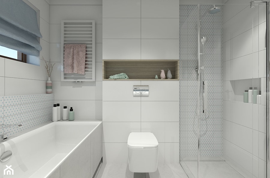ŁAZIENKI - Średnia łazienka z oknem, styl skandynawski - zdjęcie od 3deko