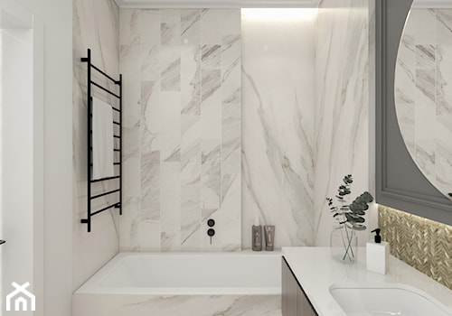 MIESZKANIE PRZY PARKU - Średnia bez okna z lustrem łazienka, styl nowoczesny - zdjęcie od 3deko