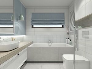 ŁAZIENKI - Mała na poddaszu łazienka z oknem, styl skandynawski - zdjęcie od 3deko