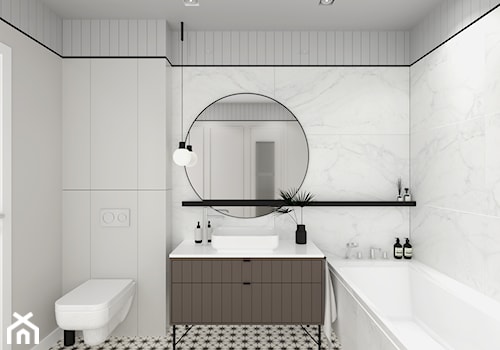 NOWOCZESNY APARTAMENT - Średnia bez okna z lustrem z punktowym oświetleniem łazienka, styl nowoczesny - zdjęcie od 3deko
