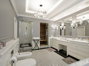 DOM W WILANOWIE - Duża z dwoma umywalkami łazienka, styl tradycyjny - zdjęcie od 3deko