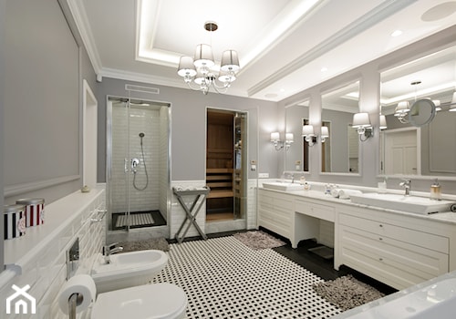 DOM W WILANOWIE - Duża z dwoma umywalkami łazienka, styl tradycyjny - zdjęcie od 3deko
