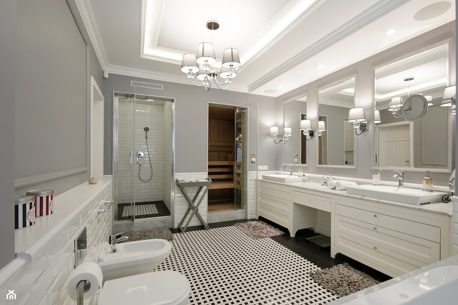 DOM W WILANOWIE - Duża z dwoma umywalkami łazienka, styl tradycyjny - zdjęcie od 3deko - Homebook
