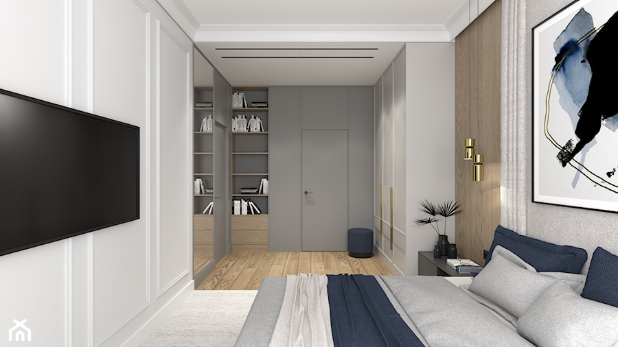ELEGANCKI APARTAMENT NA ŻOLIBORZU - Średnia biała szara sypialnia, styl nowoczesny - zdjęcie od 3deko