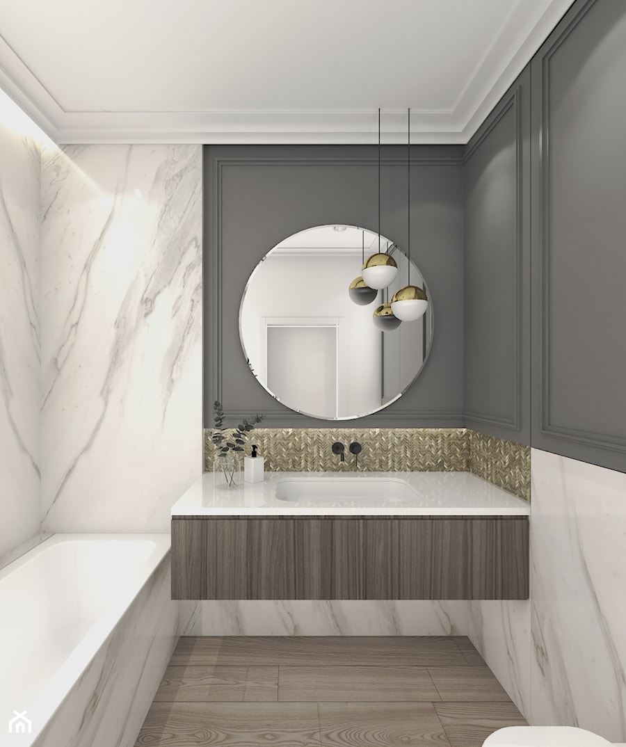 MIESZKANIE PRZY PARKU - Średnia bez okna z lustrem łazienka, styl nowoczesny - zdjęcie od 3deko