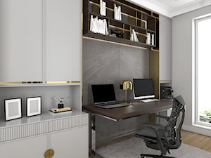 ELEGANCKI APARTAMENT NA ŻOLIBORZU - Średnie w osobnym pomieszczeniu szare biuro, styl nowoczesny - zdjęcie od 3deko