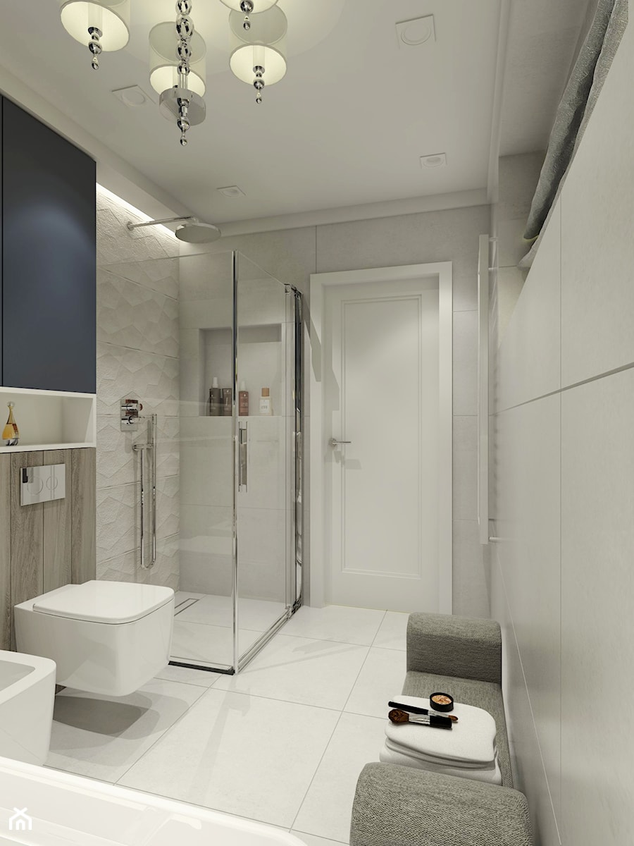 ŁAZIENKI - Średnia na poddaszu bez okna łazienka, styl nowoczesny - zdjęcie od 3deko