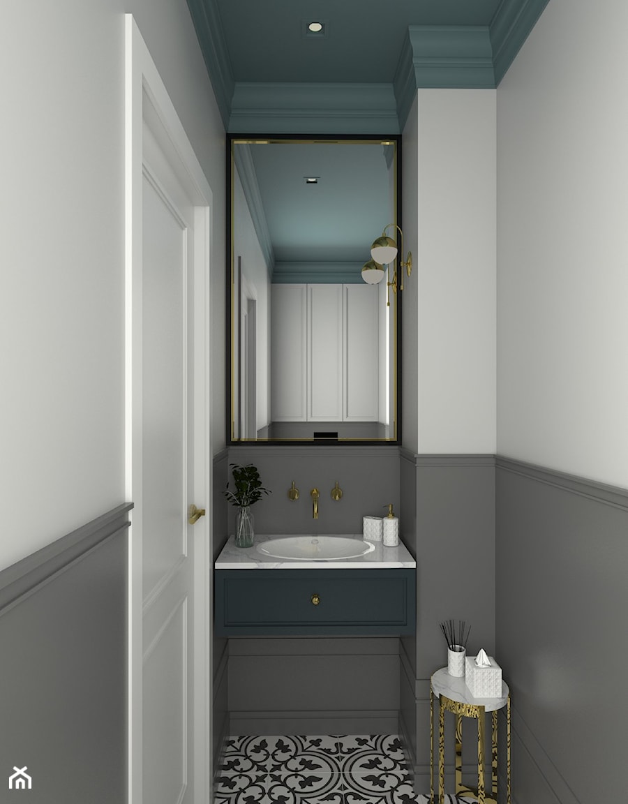 ŁAZIENKI - Mała z punktowym oświetleniem łazienka, styl glamour - zdjęcie od 3deko