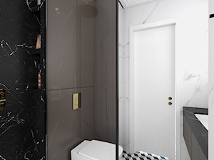 MIESZKANIE W NOWOJORSKIM KLIMACIE - Mała bez okna z punktowym oświetleniem łazienka, styl glamour - zdjęcie od 3deko