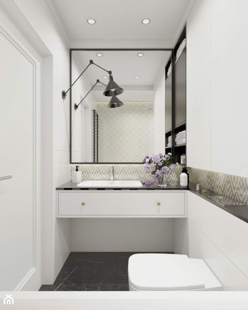 ŁAZIENKI - Mała na poddaszu bez okna łazienka, styl glamour - zdjęcie od 3deko